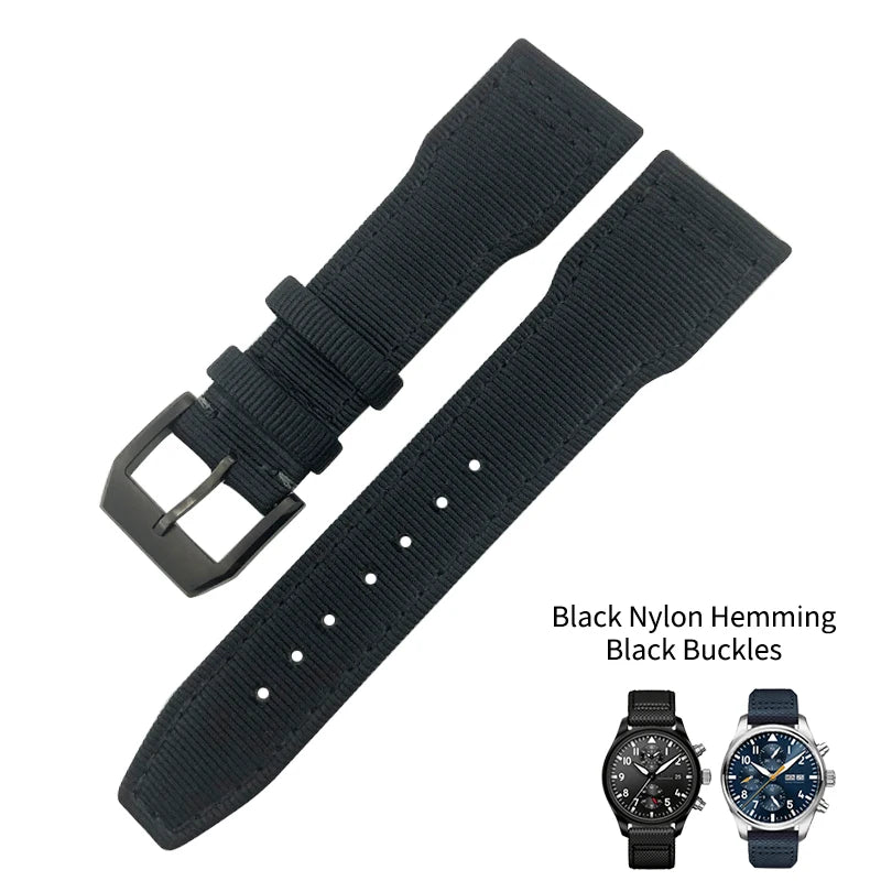 Bracelet de montre en cuir véritable avec boucle ardillon, tissu en nylon, convient aux montres IWC, Spitfire Pilot Mark 18 TOP GUN Strap, 20mm, 21mm, 22mm