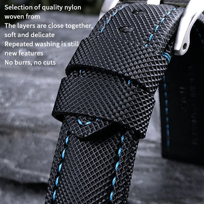 High-quality nylon watch strap, genuine leather strap, black and blue canvas, stainless steel structure, Panerai, 22mm, 24mm, 26mm