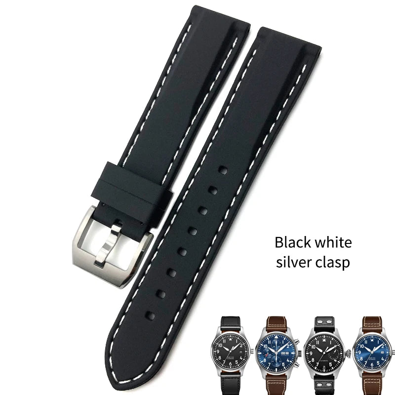 Bracelet de montre en caoutchouc et Silicone, 20/21/22mm, adapté pour IWC MARK Pilot Spitfire PORTOFINO IW 377701   IW 356501   Bracelets IW327 pour hommes