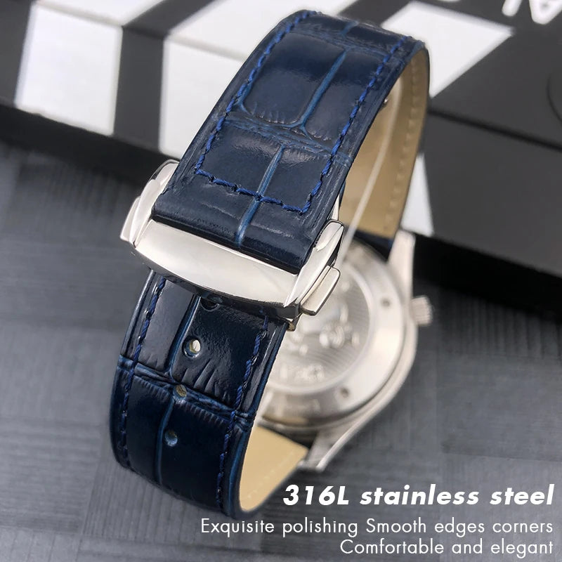 Cinturino per orologio in vera pelle, 20mm 22mm, adatto per Omega 007 Seamaster 300 AT150 Speedmaster DE VILLE, 18mm 19mm 21mm, cinturino per orologio a grana