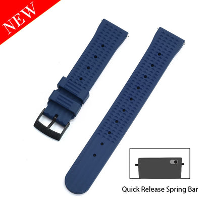 Premium Embossed FKM Watch Strap, 20mm 22mm, Quick Release Fluoro Rubber for Traditional Dive Watch