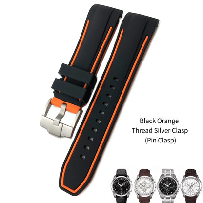 Uhrenarmband aus Kautschuk und Silikon mit gebogenem Anstoß, für Tissot T035 T035617, weiches Armband mit Schmetterlingsschließe, 23 mm 24 mm