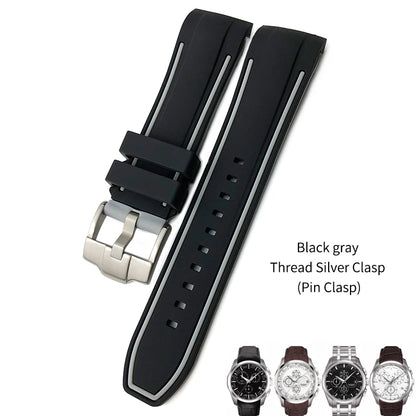 Uhrenarmband aus Kautschuk und Silikon mit gebogenem Anstoß, für Tissot T035 T035617, weiches Armband mit Schmetterlingsschließe, 23 mm 24 mm