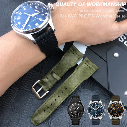 Bracelet de montre en cuir véritable avec boucle ardillon, tissu en nylon, convient aux montres IWC, Spitfire Pilot Mark 18 TOP GUN Strap, 20mm, 21mm, 22mm