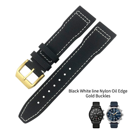 Bracelet de montre en cuir véritable avec boucle ardillon, tissu en nylon, convient aux montres IWC, Spitfire Pilot Mark 18 TOP GUN Strap, 20mm, 21mm, 22mm