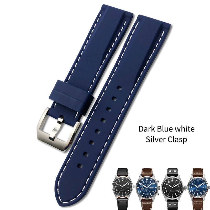 Bracelet de montre en caoutchouc et Silicone, 20/21/22mm, adapté pour IWC MARK Pilot Spitfire PORTOFINO IW 377701   IW 356501   Bracelets IW327 pour hommes