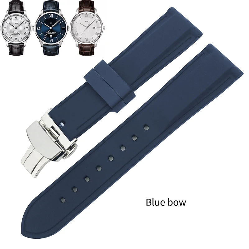 Rubber and Silicone Watch Strap, 19mm 20mm 21mm 22mm, for Tissot Le Locle T063, Soft and Waterproof, Stainless Steel Buckle