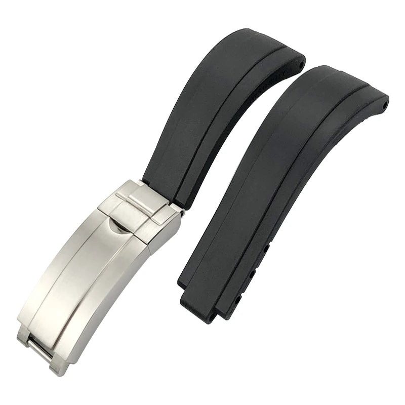 Uhrenarmband aus Kautschuk, 20mm 21mm 18mm 19mm, passend für Rolex Daytona Yacht Master Oysterflex, Silikonarmband, Faltschließe mit Feinverstellung