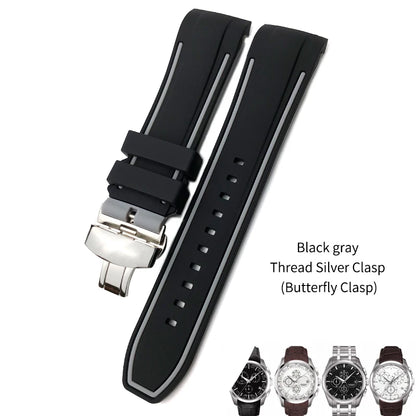 Uhrenarmband aus Kautschuk und Silikon mit gebogenem Anstoß, für Tissot T035 T035617, weiches Armband mit Schmetterlingsschließe, 23 mm 24 mm