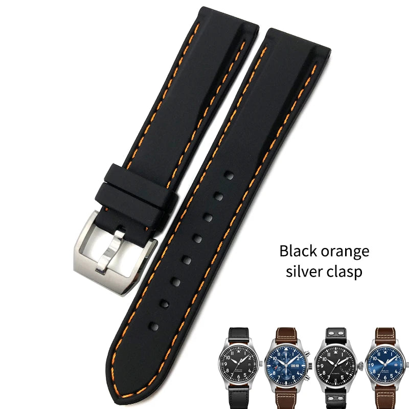 Bracelet de montre en caoutchouc et Silicone, 20/21/22mm, adapté pour IWC MARK Pilot Spitfire PORTOFINO IW 377701   IW 356501   Bracelets IW327 pour hommes