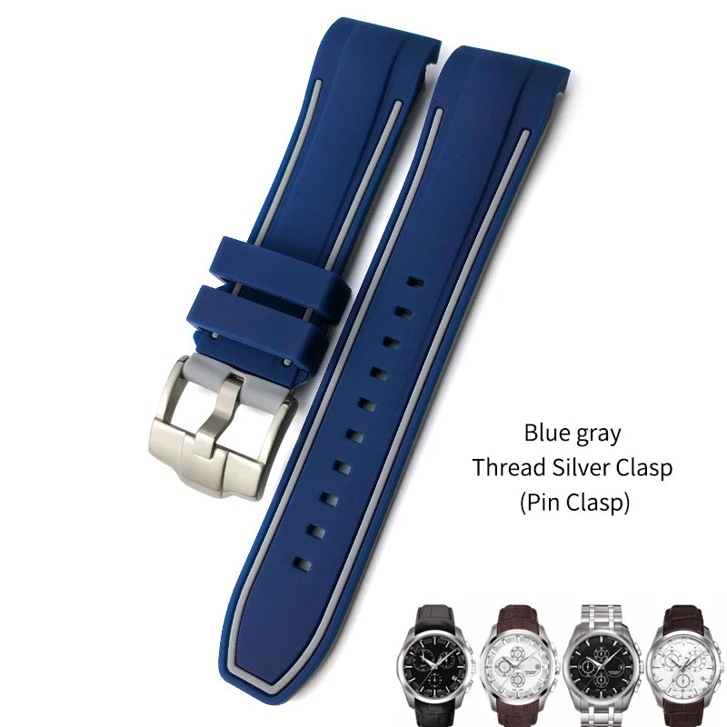 Uhrenarmband aus Kautschuk und Silikon mit gebogenem Anstoß, für Tissot T035 T035617, weiches Armband mit Schmetterlingsschließe, 23 mm 24 mm