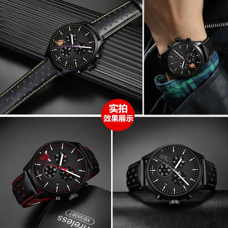Men's circular leather watch strap, bracelet accessories, fits 1853 Tissot T116.617.36.051 NBA, co-branded, first layer