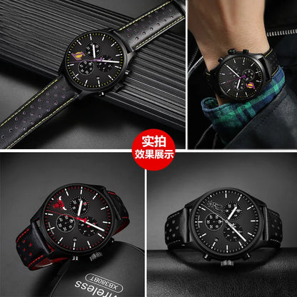 Men's circular leather watch strap, bracelet accessories, fits 1853 Tissot T116.617.36.051 NBA, co-branded, first layer