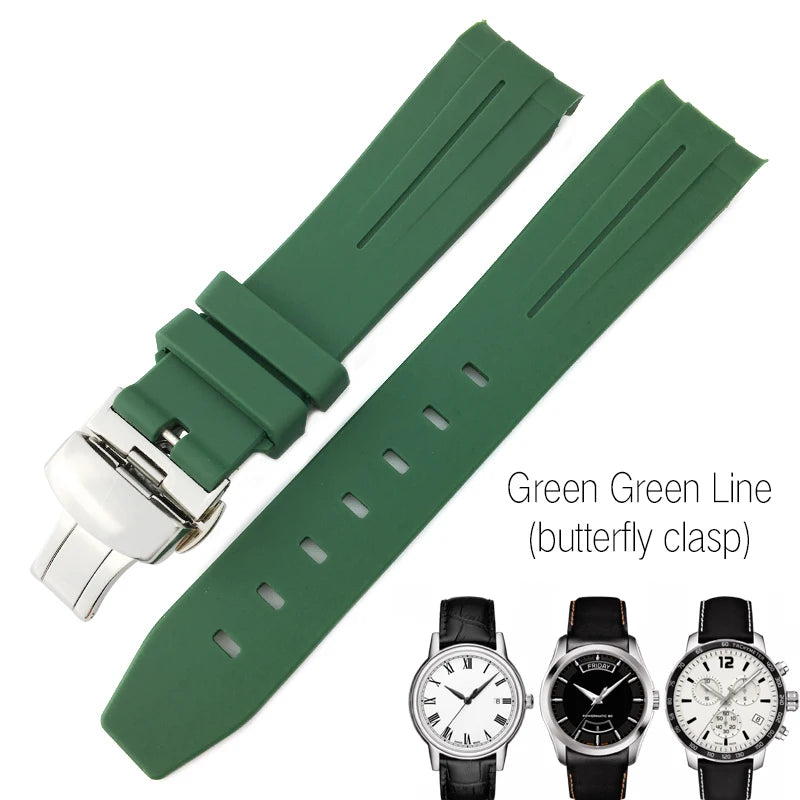 Correa de reloj de caucho y silicona, 19mm 20mm 21mm, adecuada para Tissot 1853 le-locle T006 seastar T120 Omega, cierre desplegable seamaster