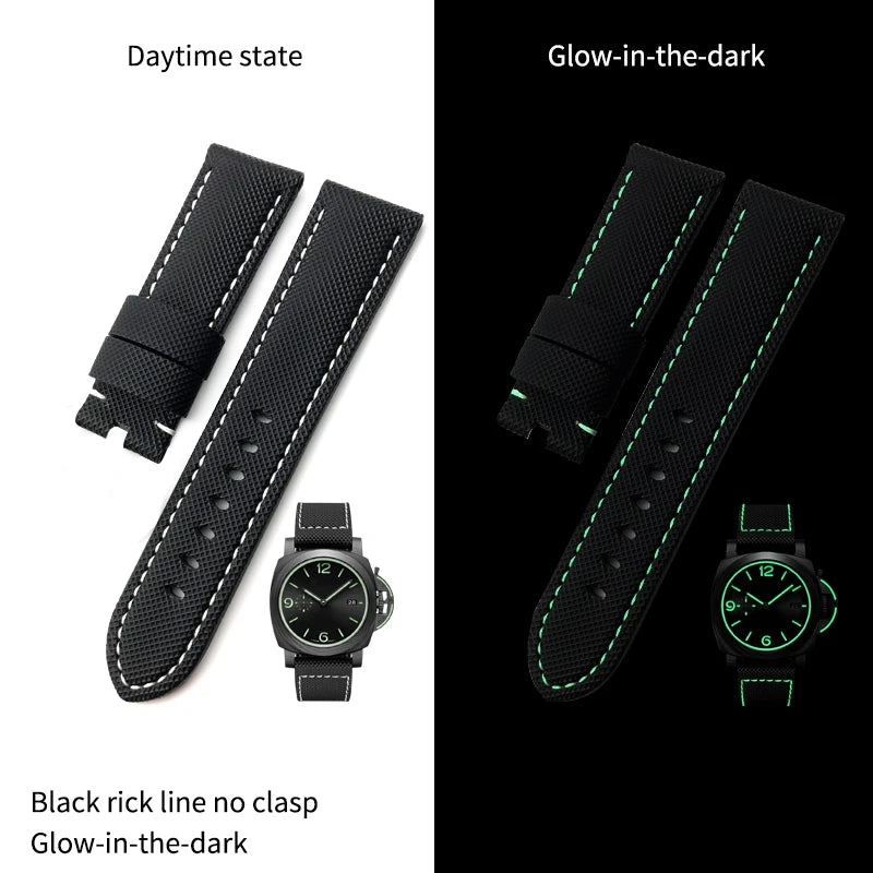 High-quality nylon watch strap, genuine leather strap, black and blue canvas, stainless steel structure, Panerai, 22mm, 24mm, 26mm