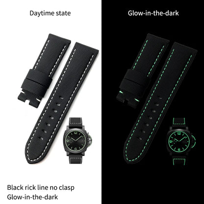 High-quality nylon watch strap, genuine leather strap, black and blue canvas, stainless steel structure, Panerai, 22mm, 24mm, 26mm