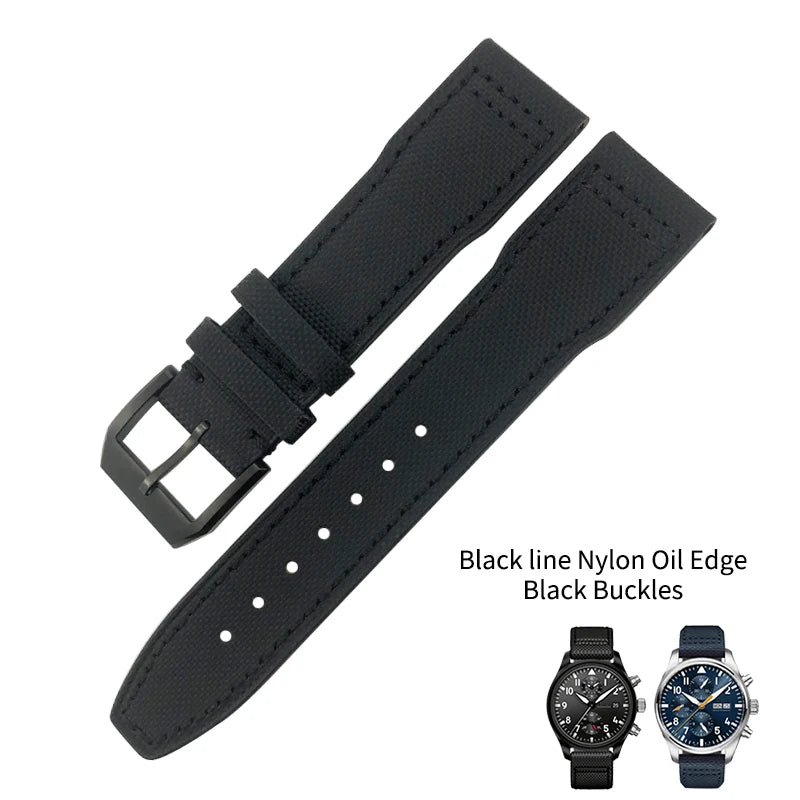 Bracelet de montre en cuir véritable avec boucle ardillon, tissu en nylon, convient aux montres IWC, Spitfire Pilot Mark 18 TOP GUN Strap, 20mm, 21mm, 22mm