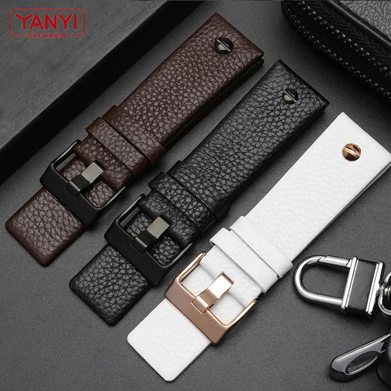 Genuine Leather Watch Strap 22 24 26 27 28 30 32mm, for Diesel DZ7370 DZ7313 DZ7413 DZ7257, leather watch band