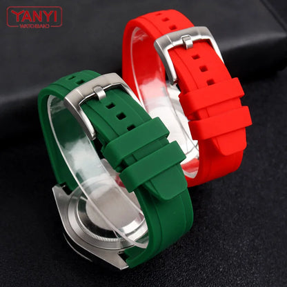Bracelet de montre en caoutchouc de haute qualité 18mm 20mm 21mm 22mm pour montres Seiko Omega Moonswatch Rolex, bracelet à extrémités courbes