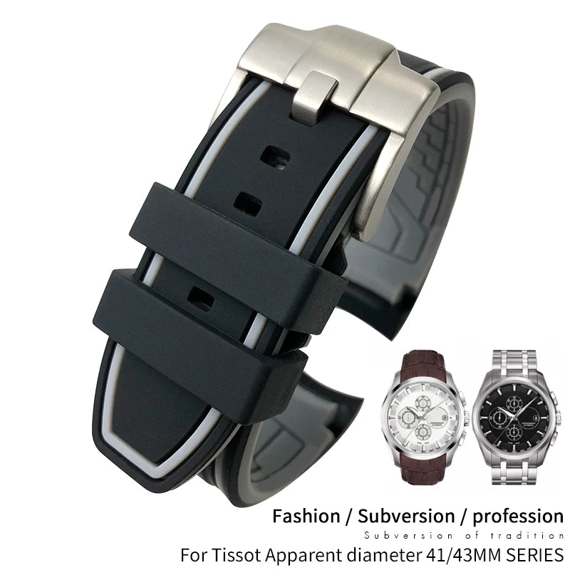 Uhrenarmband aus Kautschuk und Silikon mit gebogenem Anstoß, für Tissot T035 T035617, weiches Armband mit Schmetterlingsschließe, 23 mm 24 mm