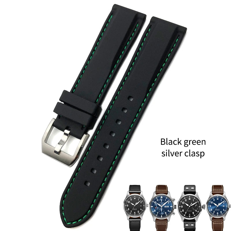 Bracelet de montre en caoutchouc et Silicone, 20/21/22mm, adapté pour IWC MARK Pilot Spitfire PORTOFINO IW 377701   IW 356501   Bracelets IW327 pour hommes