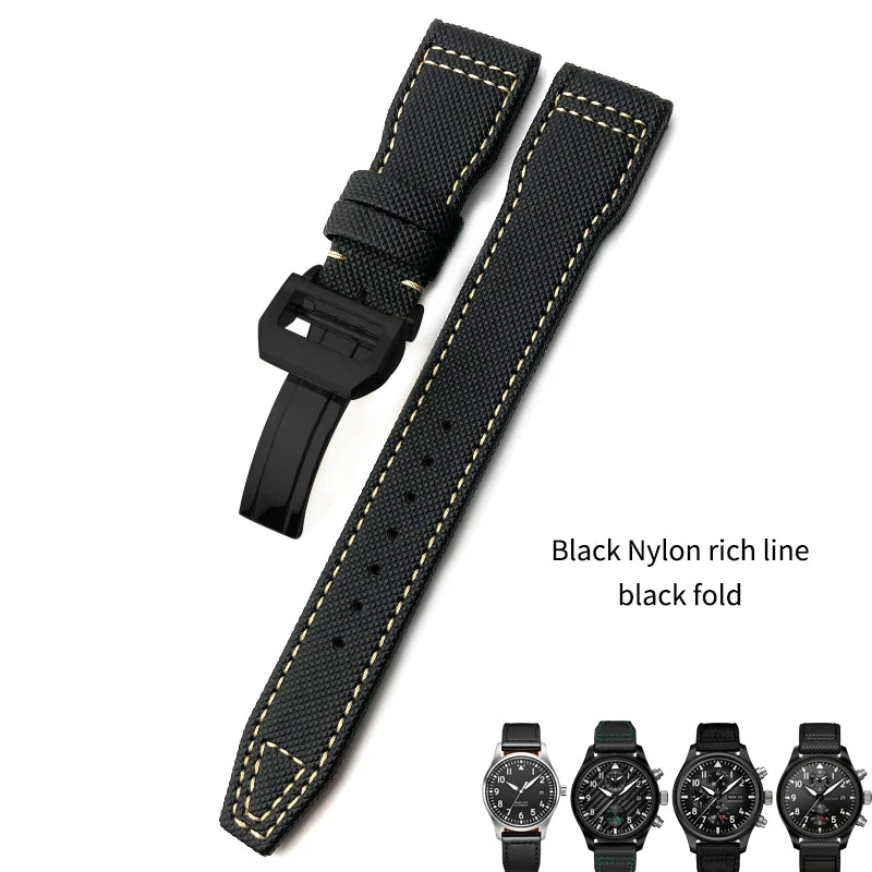 Bracelet de montre en nylon tissé de haute qualité, adapté pour IWC Pilot SPITFIRE MARK 18 Portugieser Portofino TOP GUN Suffino 77 Strap, 20mm, 21mm, 22mm