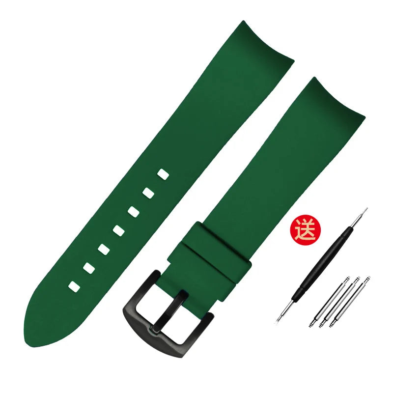 Bracelet de montre en caoutchouc à extrémité incurvée, 18mm 19mm 20mm 21mm 22mm 24mm, pour omega seiko rolex tissot Tudor