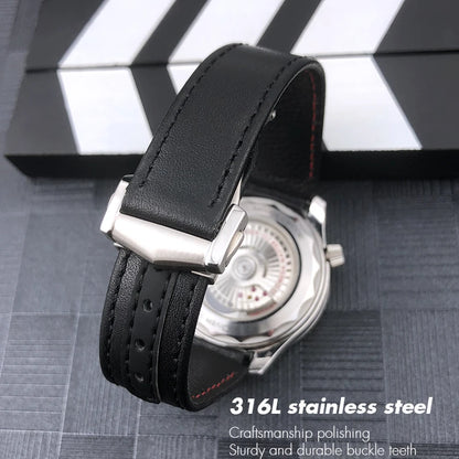 Cinturino per orologio in vera pelle, compatibile con Omega Planet Ocean AT150 Seam84Gstuff HouseDiver, 300 morbida pelle bovina, 19mm, 20mm, 21mm
