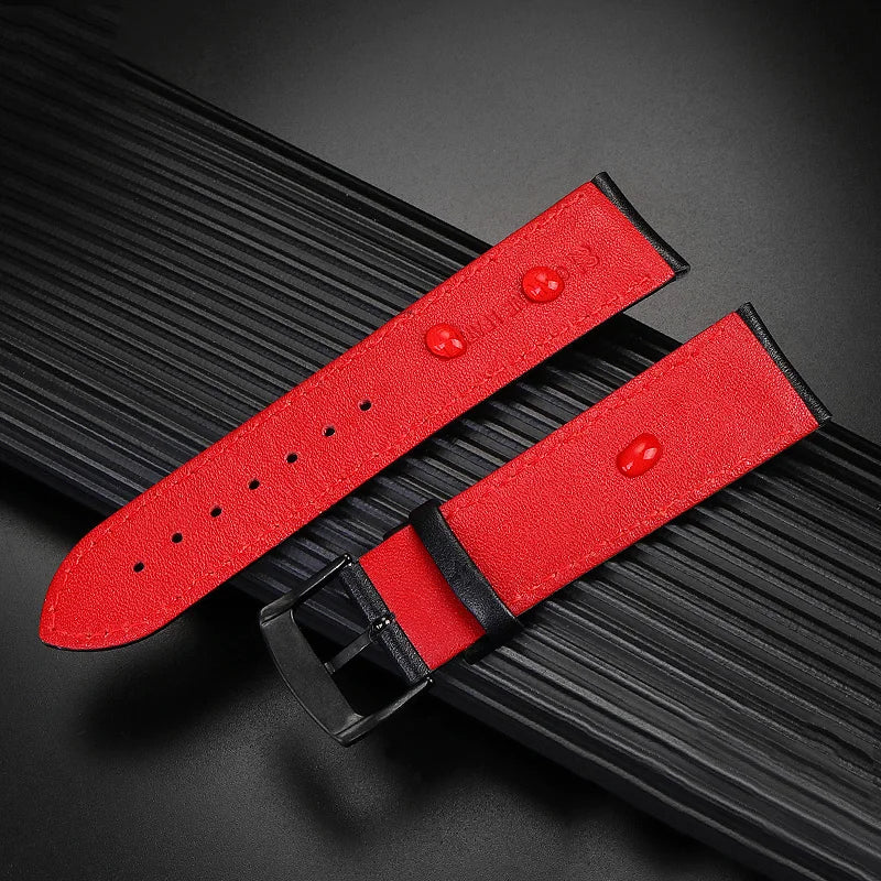 Men's circular leather watch strap, bracelet accessories, fits 1853 Tissot T116.617.36.051 NBA, co-branded, first layer
