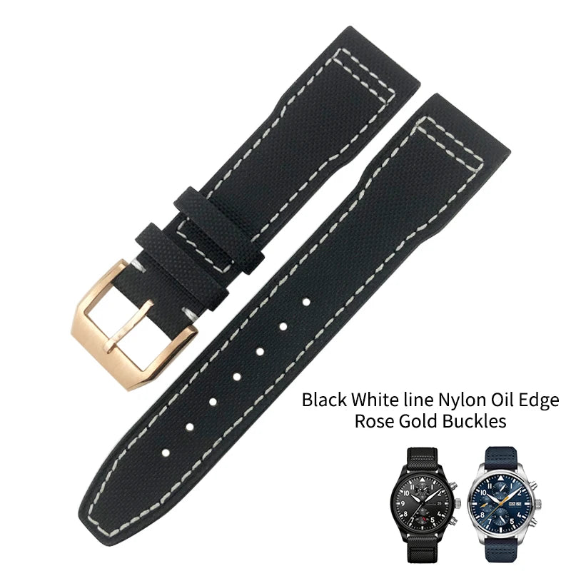 Bracelet de montre en cuir véritable avec boucle ardillon, tissu en nylon, convient aux montres IWC, Spitfire Pilot Mark 18 TOP GUN Strap, 20mm, 21mm, 22mm