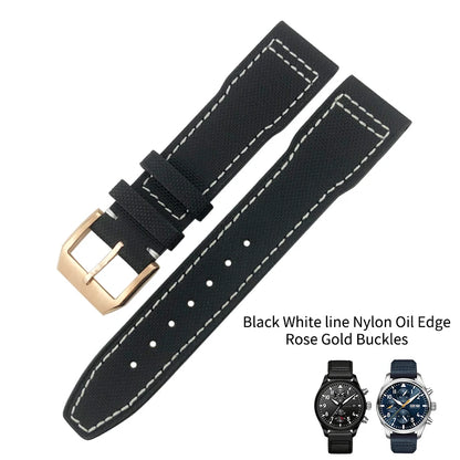 Bracelet de montre en cuir véritable avec boucle ardillon, tissu en nylon, convient aux montres IWC, Spitfire Pilot Mark 18 TOP GUN Strap, 20mm, 21mm, 22mm