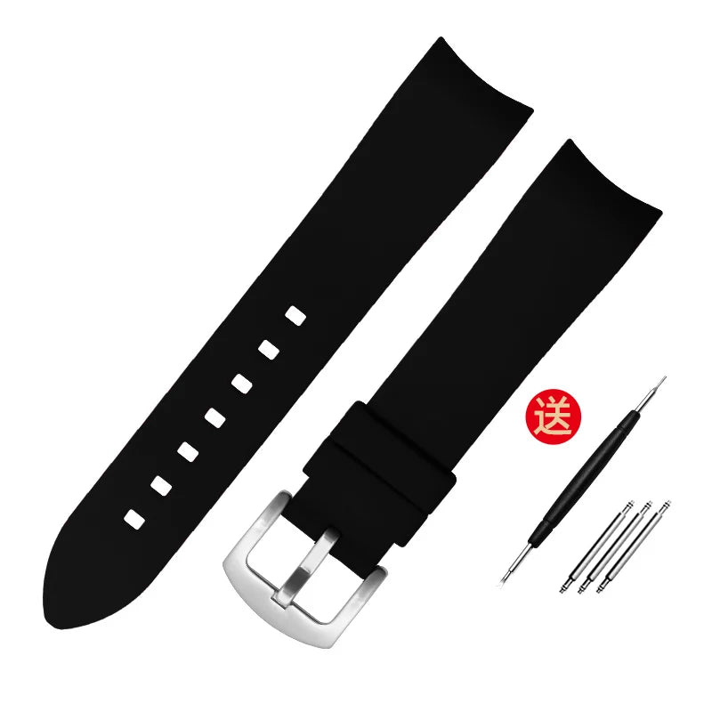 Bracelet de montre en caoutchouc à extrémité incurvée, 18mm 19mm 20mm 21mm 22mm 24mm, pour omega seiko rolex tissot Tudor