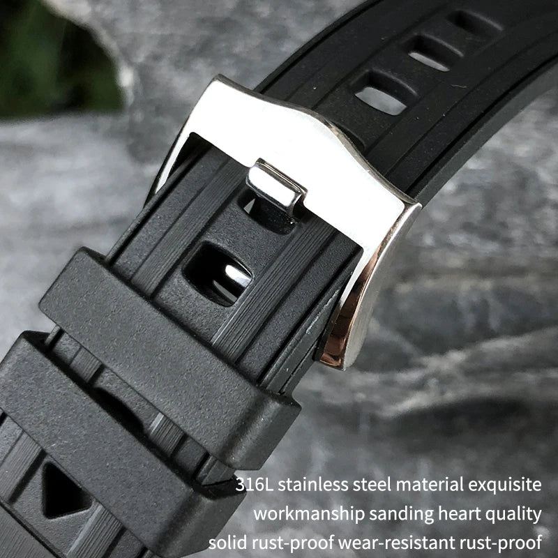 20mm 21mm 19mm High-Quality Fluororubber Silicone Watch Strap Band for Omega New Seamaster 300 Black Blue Soft Bracelet