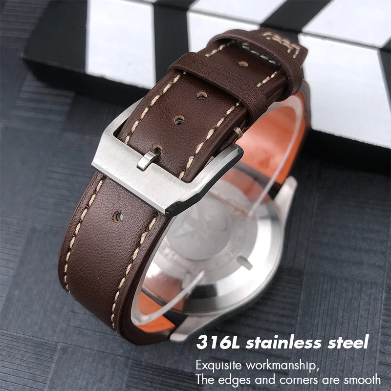 Bracelet de montre en cuir de vachette véritable, bracelet de montre marron souple, fermoir Tang, adapté pour IWC Pilot Mark 18, haute qualité, 20mm, 21mm, 22mm
