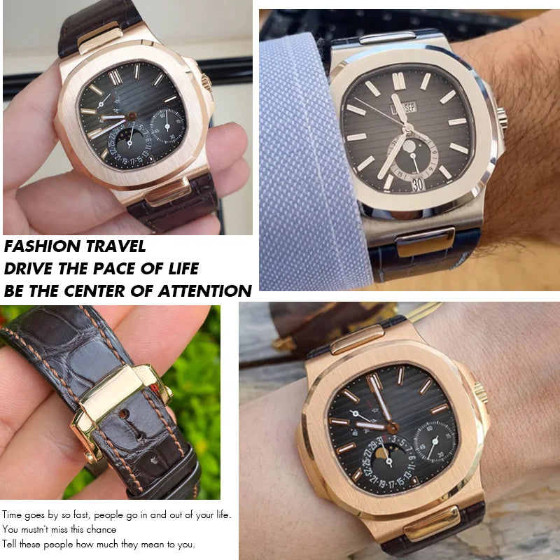 Cinturino per orologio in vera pelle bovina, cinturino in pelle di vitello, Patek Philippe PP NAUTILUS, blu, marrone, nero, alta qualità, 25mm * 12mm