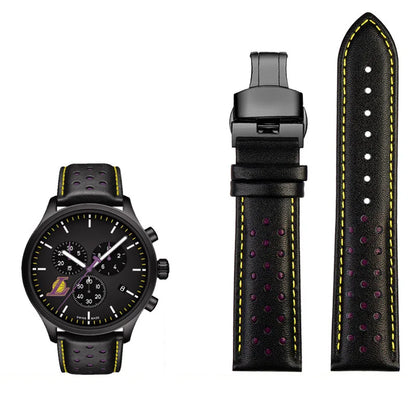 Men's circular leather watch strap, bracelet accessories, fits 1853 Tissot T116.617.36.051 NBA, co-branded, first layer