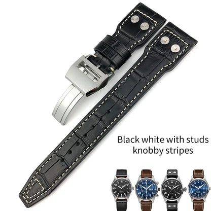 Bracelet de montre en cuir pour montres pilote IWC, Spitfire, LE, Petit Prince, Big Pilot's Watch Edition, Herit Mark, Antoine, 20mm, 21mm, 22mm