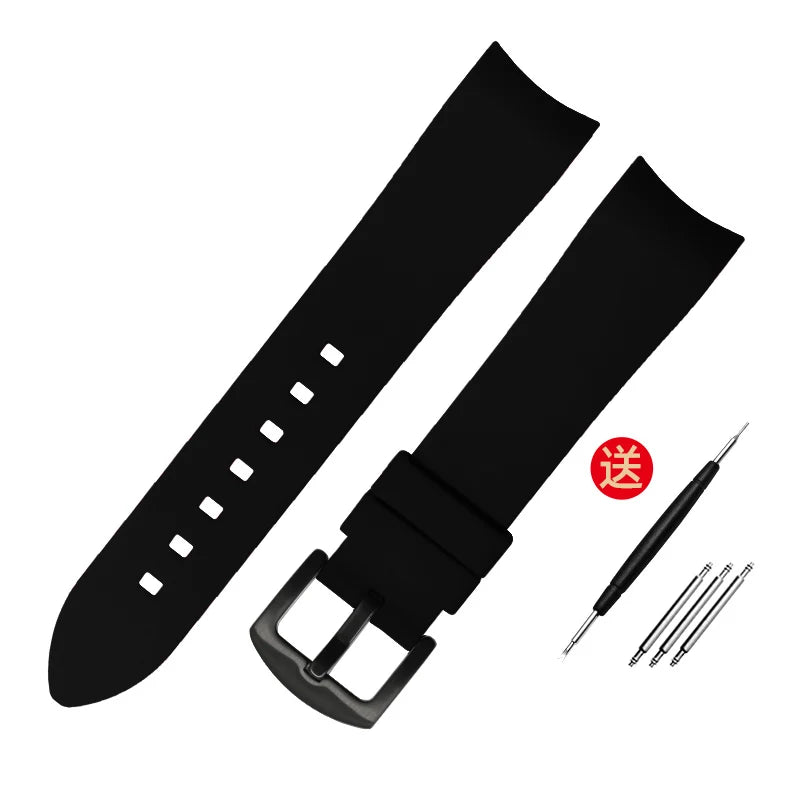 Bracelet de montre en caoutchouc à extrémité incurvée, 18mm 19mm 20mm 21mm 22mm 24mm, pour omega seiko rolex tissot Tudor