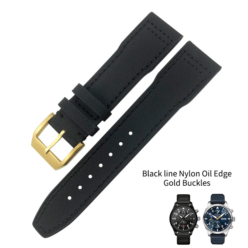 Bracelet de montre en cuir véritable avec boucle ardillon, tissu en nylon, convient aux montres IWC, Spitfire Pilot Mark 18 TOP GUN Strap, 20mm, 21mm, 22mm