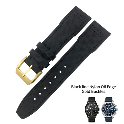 Bracelet de montre en cuir véritable avec boucle ardillon, tissu en nylon, convient aux montres IWC, Spitfire Pilot Mark 18 TOP GUN Strap, 20mm, 21mm, 22mm