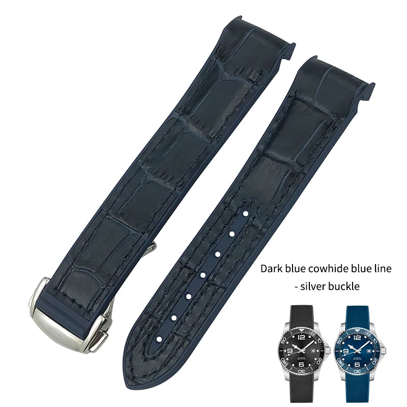 Cinturino per orologio in vera pelle, gomma e silicone, cinturino per orologio in nylon, adatto per Longines L3, Conquest, HUAWEI GT2, Samsung, 22mm, 21mm, 20mm, 19mm