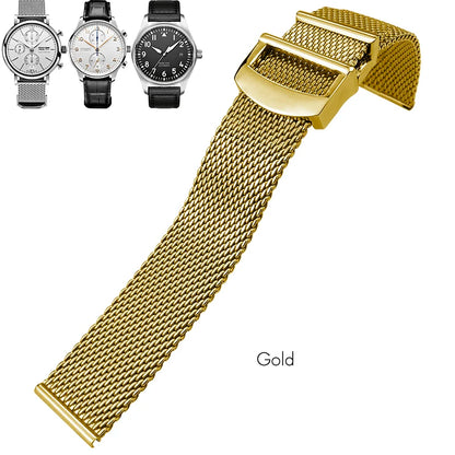 Cinturino solido per orologio in acciaio inossidabile, 20 mm 21 mm 22 mm, per IWC Pilot Portofino, oro rosa argento, strumenti di alta qualità