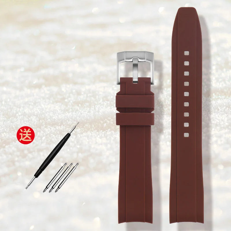 Bracelet de montre en caoutchouc de haute qualité 18mm 20mm 21mm 22mm pour montres Seiko Omega Moonswatch Rolex, bracelet à extrémités courbes