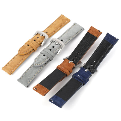 18mm 19mm 20mm 22mm Suede Leather Watch Strap, Vintage, Handmade, Gray Brown, Replacement Belts for Watch Accessories