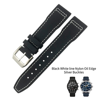 Bracelet de montre en cuir véritable avec boucle ardillon, tissu en nylon, convient aux montres IWC, Spitfire Pilot Mark 18 TOP GUN Strap, 20mm, 21mm, 22mm