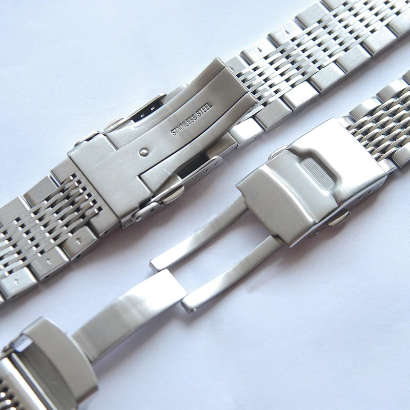 Bracelet de montre de luxe en acier inoxydable à maillons solides, fermoir pliant, remplacement de bracelet de montres de sécurité, 18mm, 22mm, 20mm