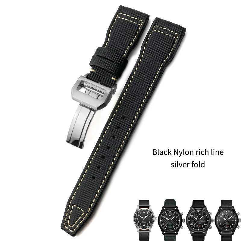 Bracelet de montre en nylon tissé de haute qualité, adapté pour IWC Pilot SPITFIRE MARK 18 Portugieser Portofino TOP GUN Suffino 77 Strap, 20mm, 21mm, 22mm