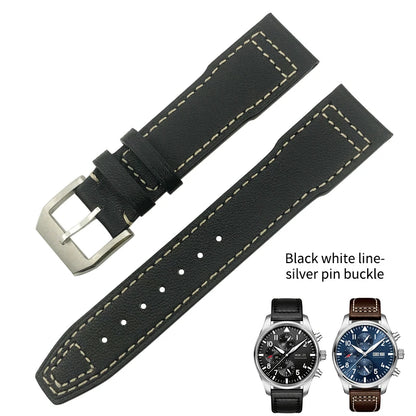 Bracelet de montre en cuir de vachette véritable, bracelet de montre marron souple, fermoir Tang, adapté pour IWC Pilot Mark 18, haute qualité, 20mm, 21mm, 22mm