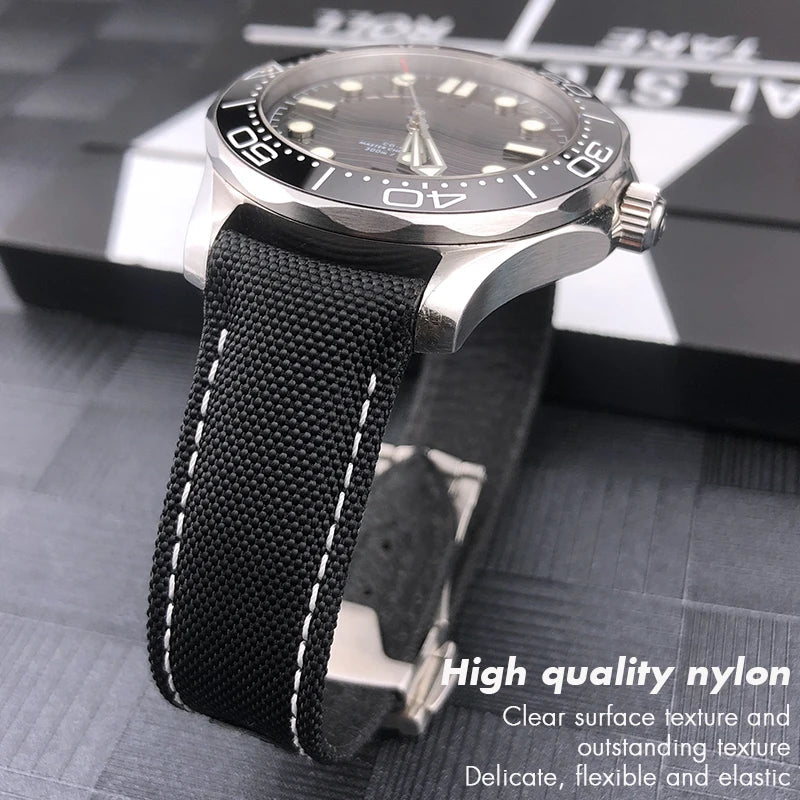 High quality nylon fabric watch strap, suitable for Omega, Wake A, TERRA, 150, Seam84, HouseDiver, 300, Planet, Ocean, blue strap 19mm, 20mm, 21mm