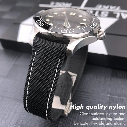 High quality nylon fabric watch strap, suitable for Omega, Wake A, TERRA, 150, Seam84, HouseDiver, 300, Planet, Ocean, blue strap 19mm, 20mm, 21mm